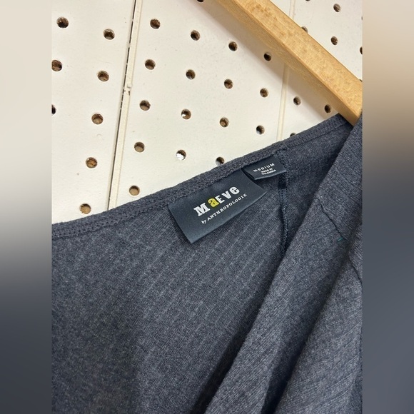 - Maeve By Anthropologie Gray Ribbed Long Sleeve Top - Picture 5 of 6